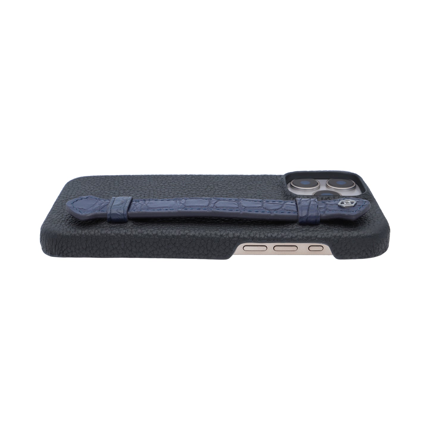 Black with crocodile side strap Blue - iPhone 16 pro max
