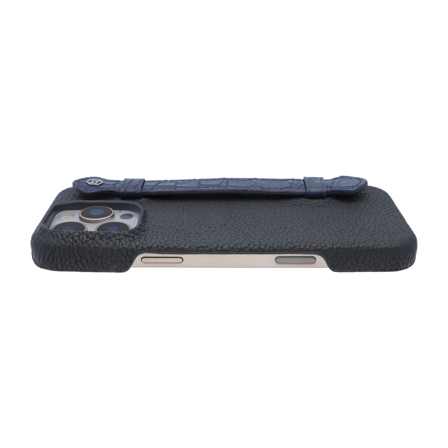 Black with crocodile side strap Blue - iPhone 16 pro max