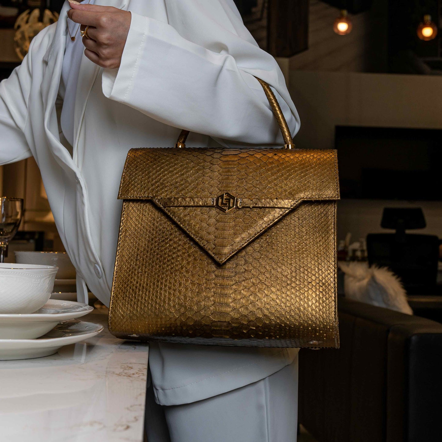 Pure Gold - Medium Bag Python