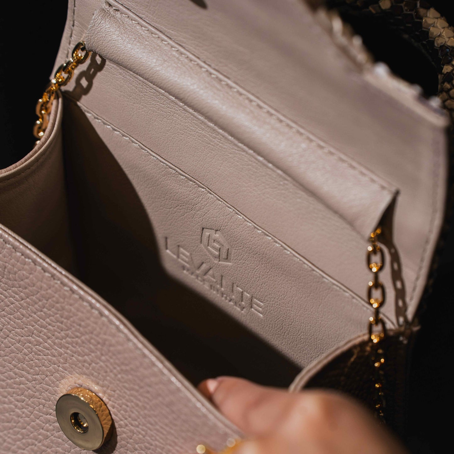 Natural w/ cream combo - Micro Bag Python with Cream Cow Leather