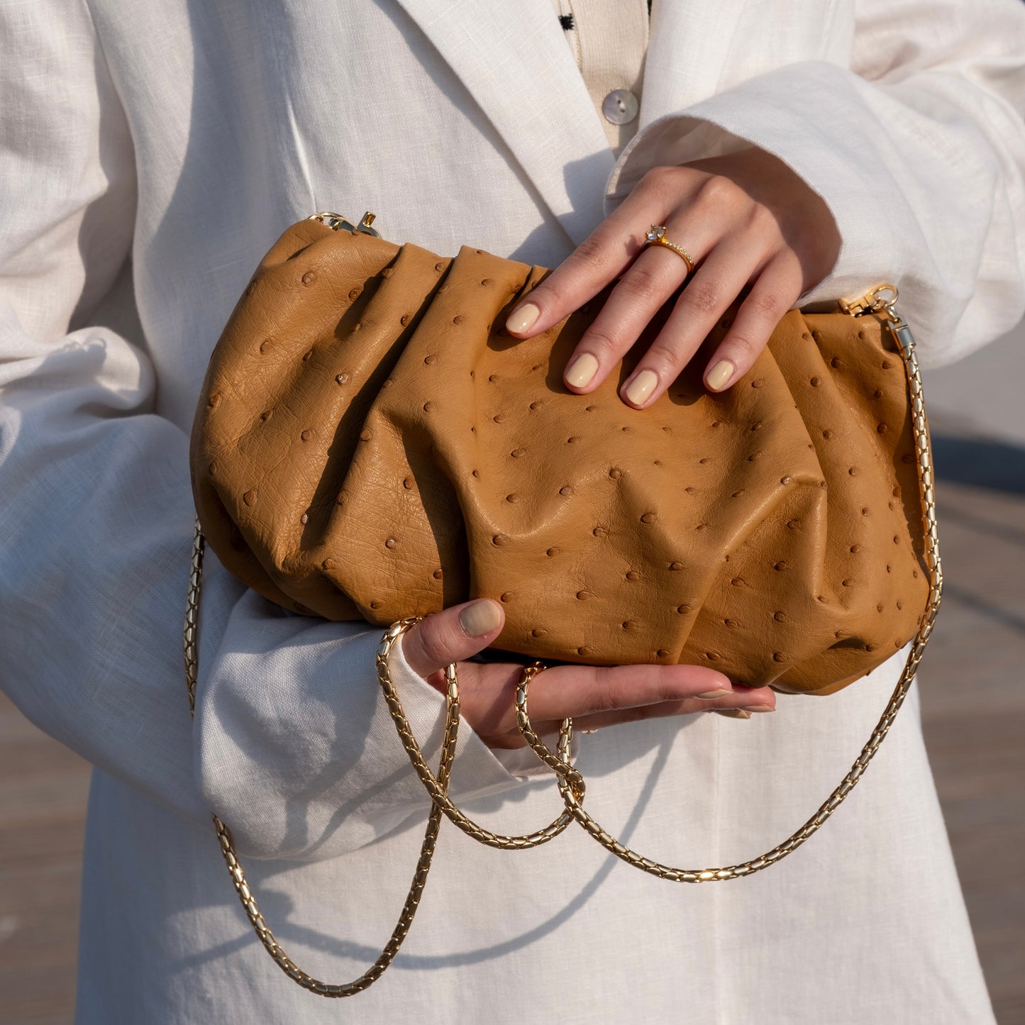Brown Beige - Pouch Ostrich
