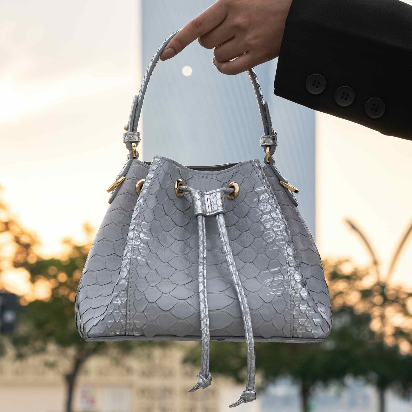 Tresor Gris - Bucket Bag Python