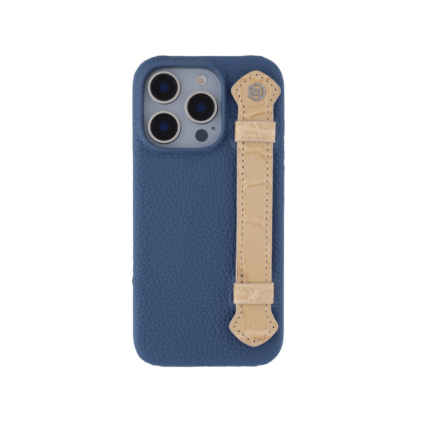 Blue with crocodile side strap Beige - iPhone 16 pro