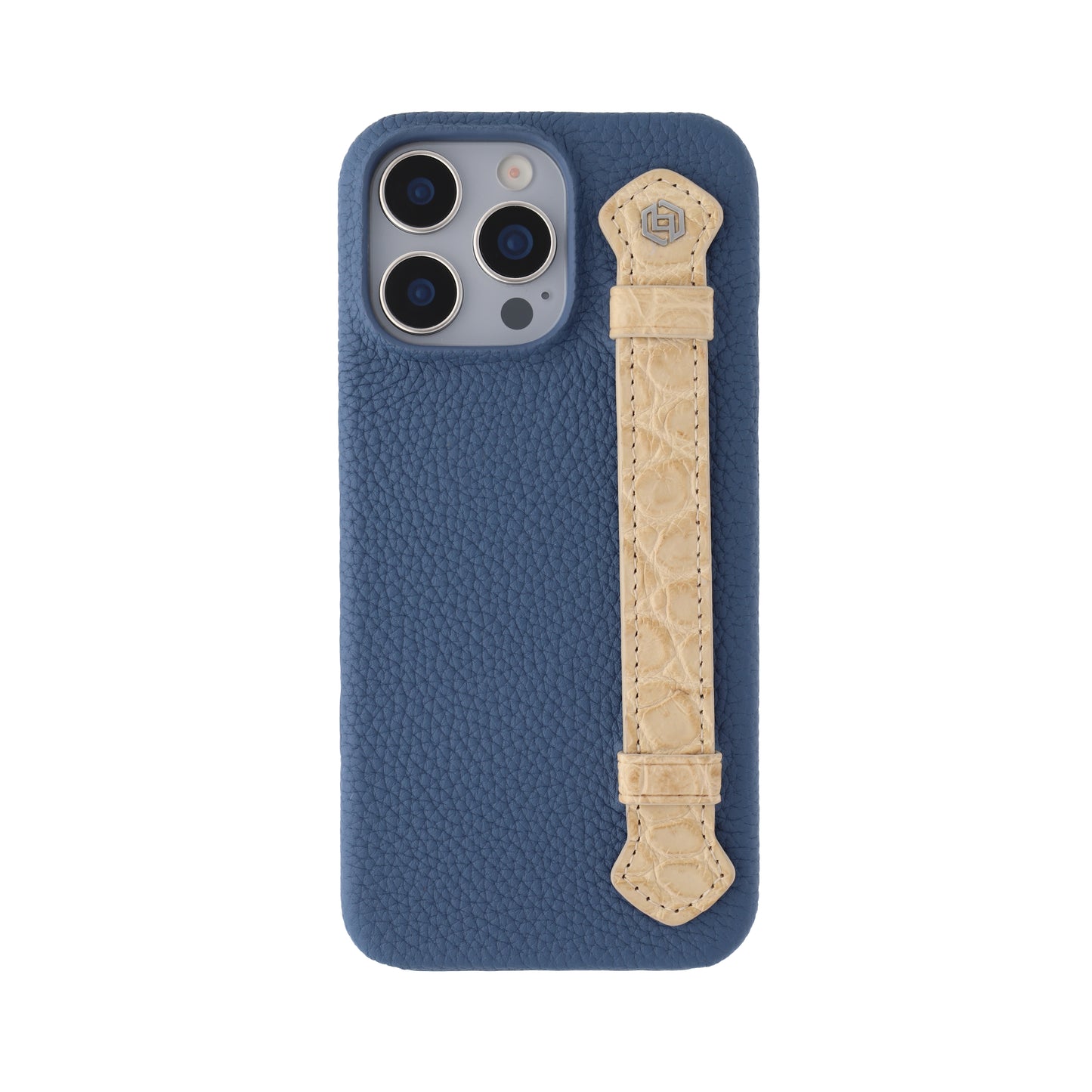Blue with crocodile side strap Beige - iPhone 16 pro max