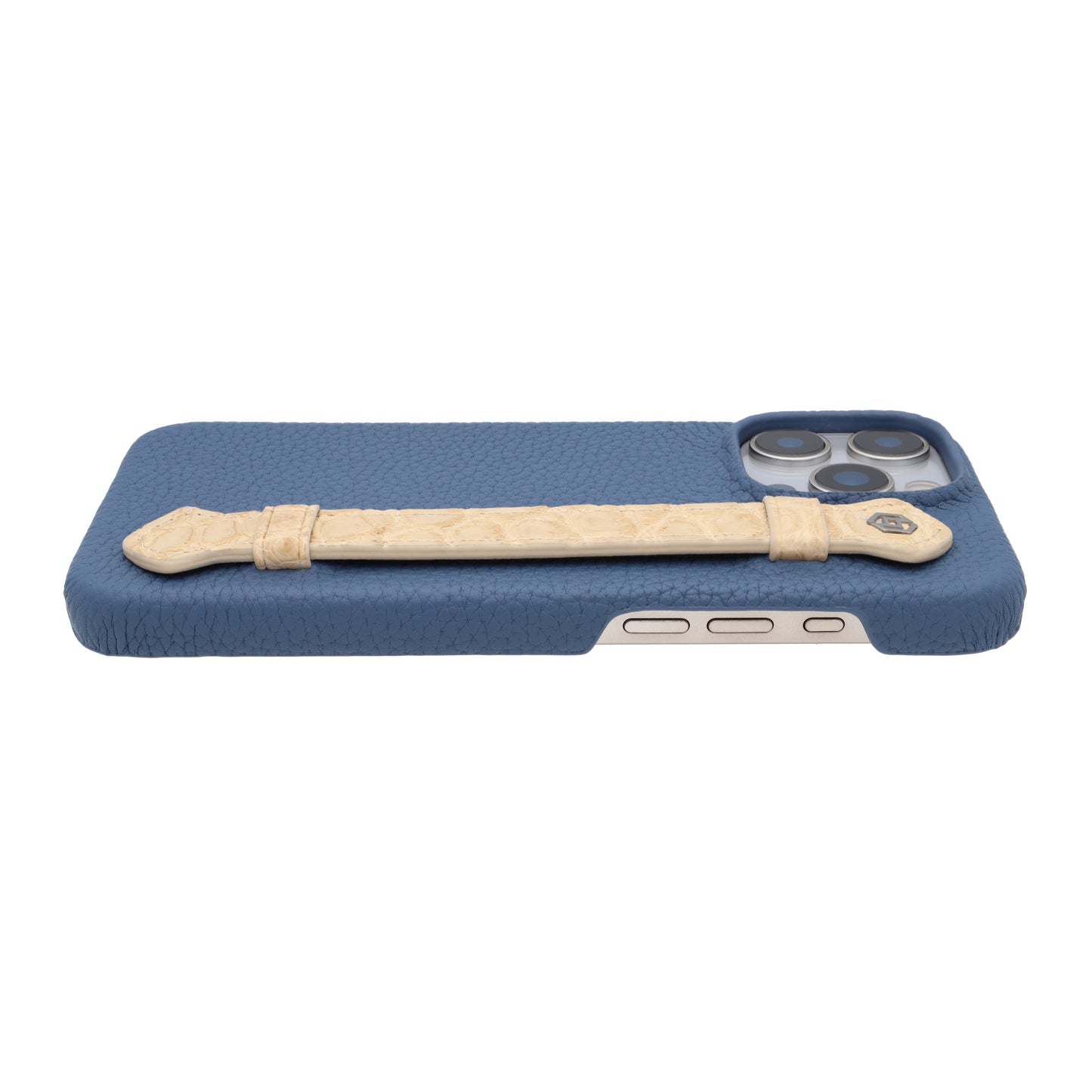 Blue with crocodile side strap Beige - iPhone 16 pro max