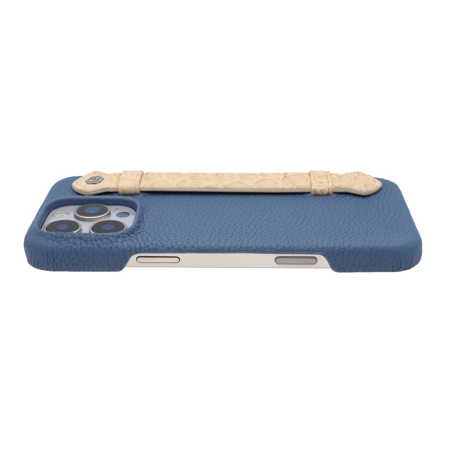 Blue with crocodile side strap Beige - iPhone 16 pro max