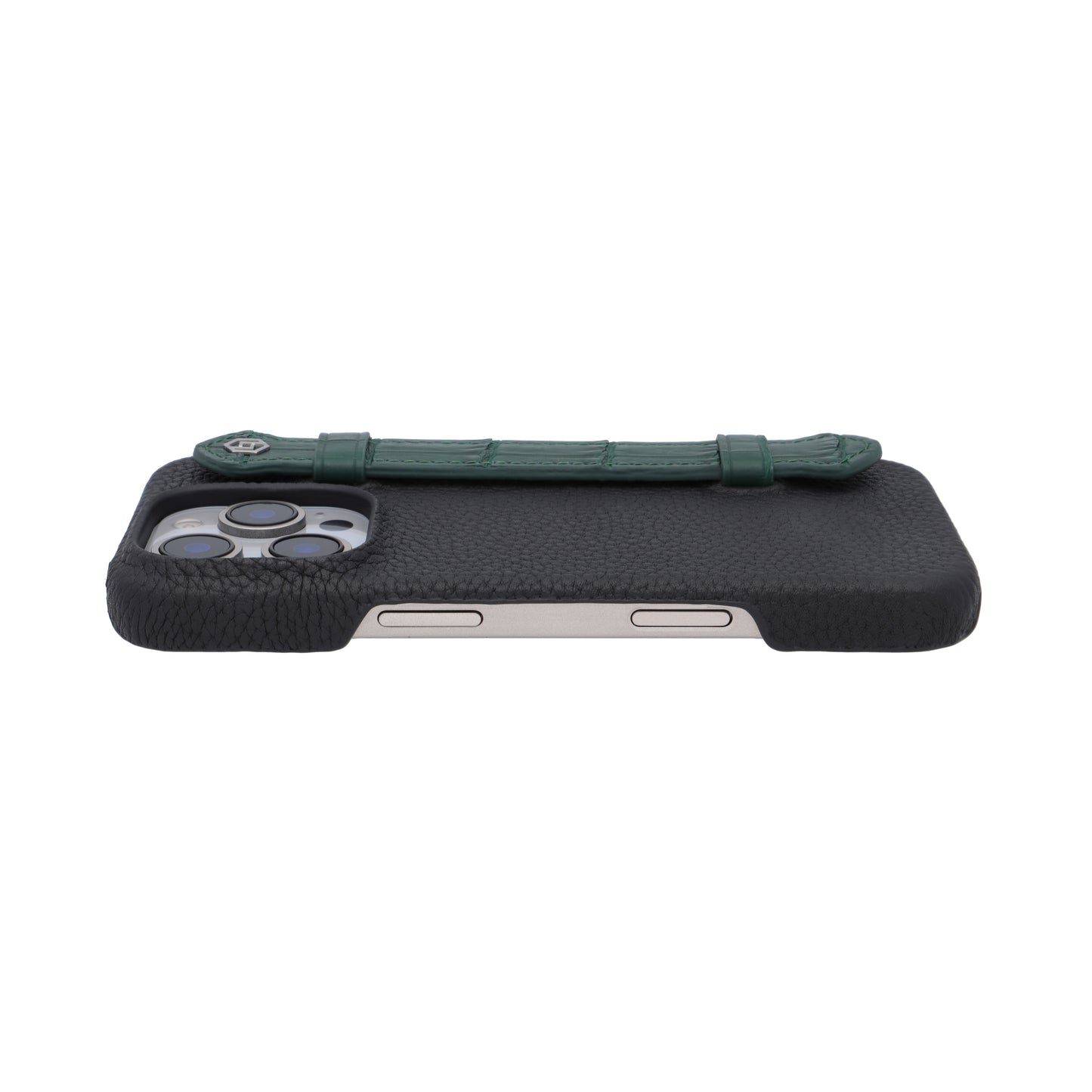 Black with crocodile side strap Green - iPhone 16 pro max