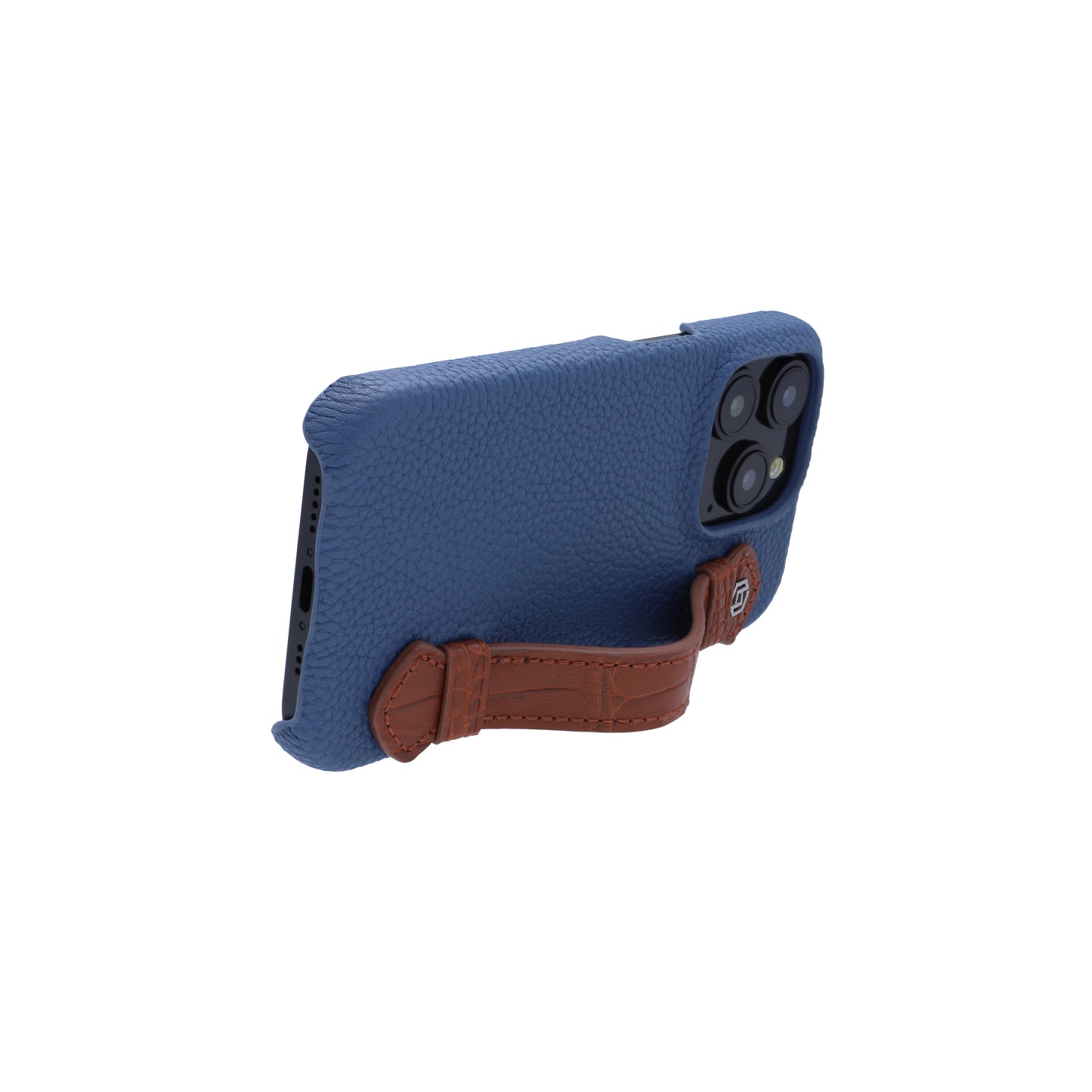 Blue with crocodile side strap Brown - iPhone 15 pro