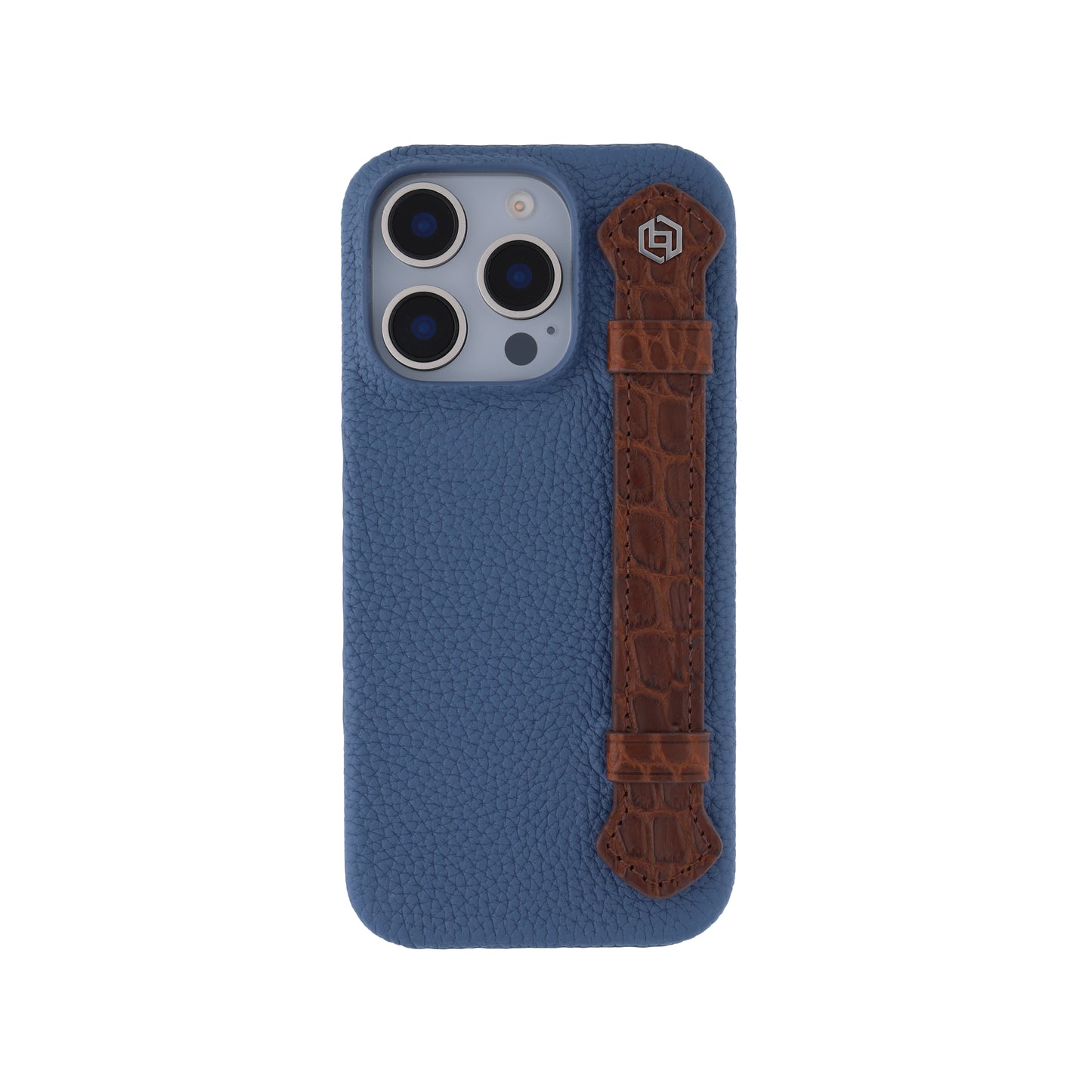 Blue with crocodile side strap Brown - iPhone 16 pro