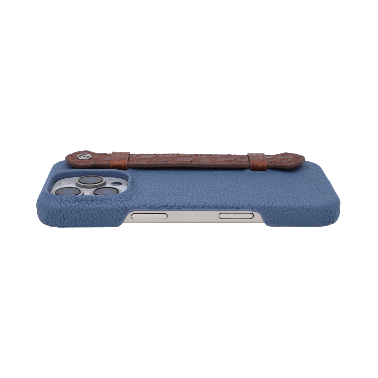 Blue with crocodile side strap Brown - iPhone 16 pro