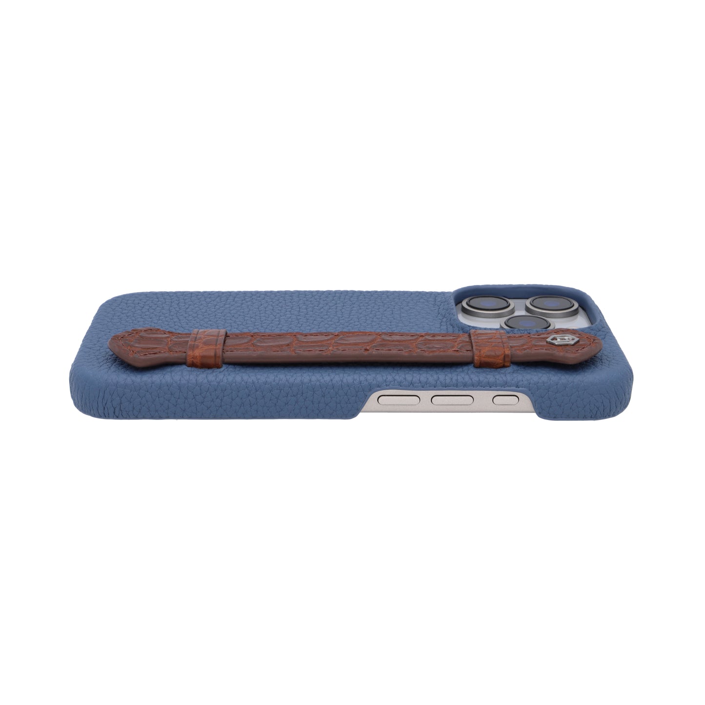 Blue with crocodile side strap Brown - iPhone 16 pro