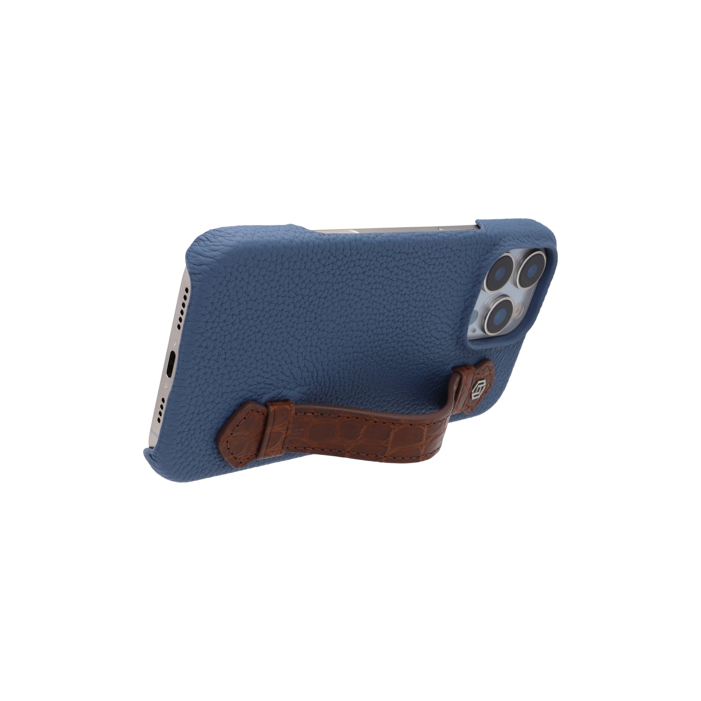 Blue with crocodile side strap Brown - iPhone 16 pro