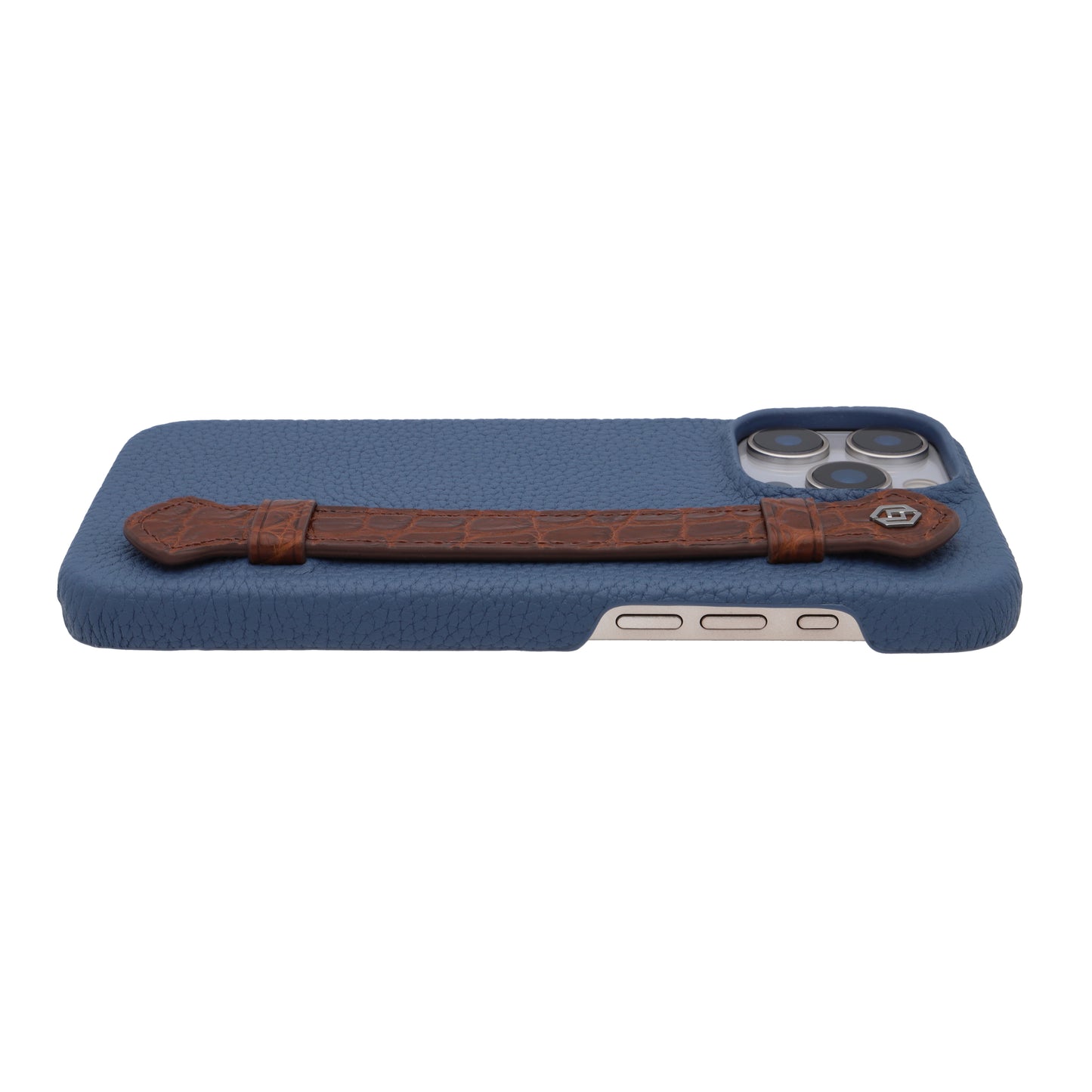 Blue with crocodile side strap Brown - iPhone 16 pro max