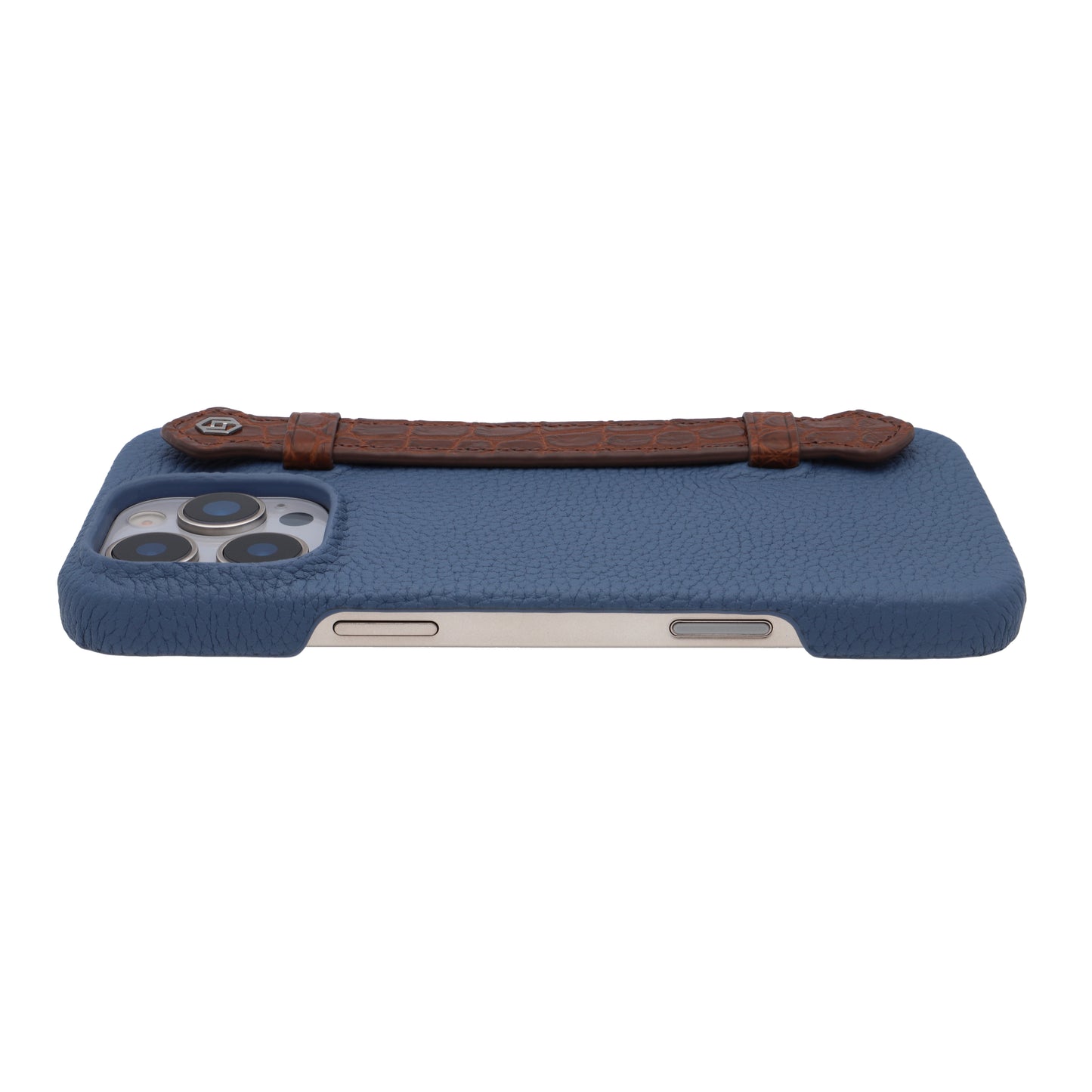 Blue with crocodile side strap Brown - iPhone 16 pro max