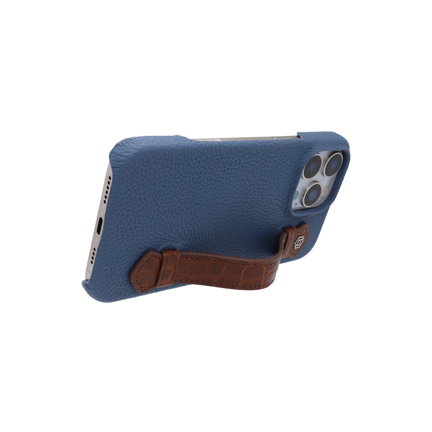 Blue with crocodile side strap Brown - iPhone 16 pro max