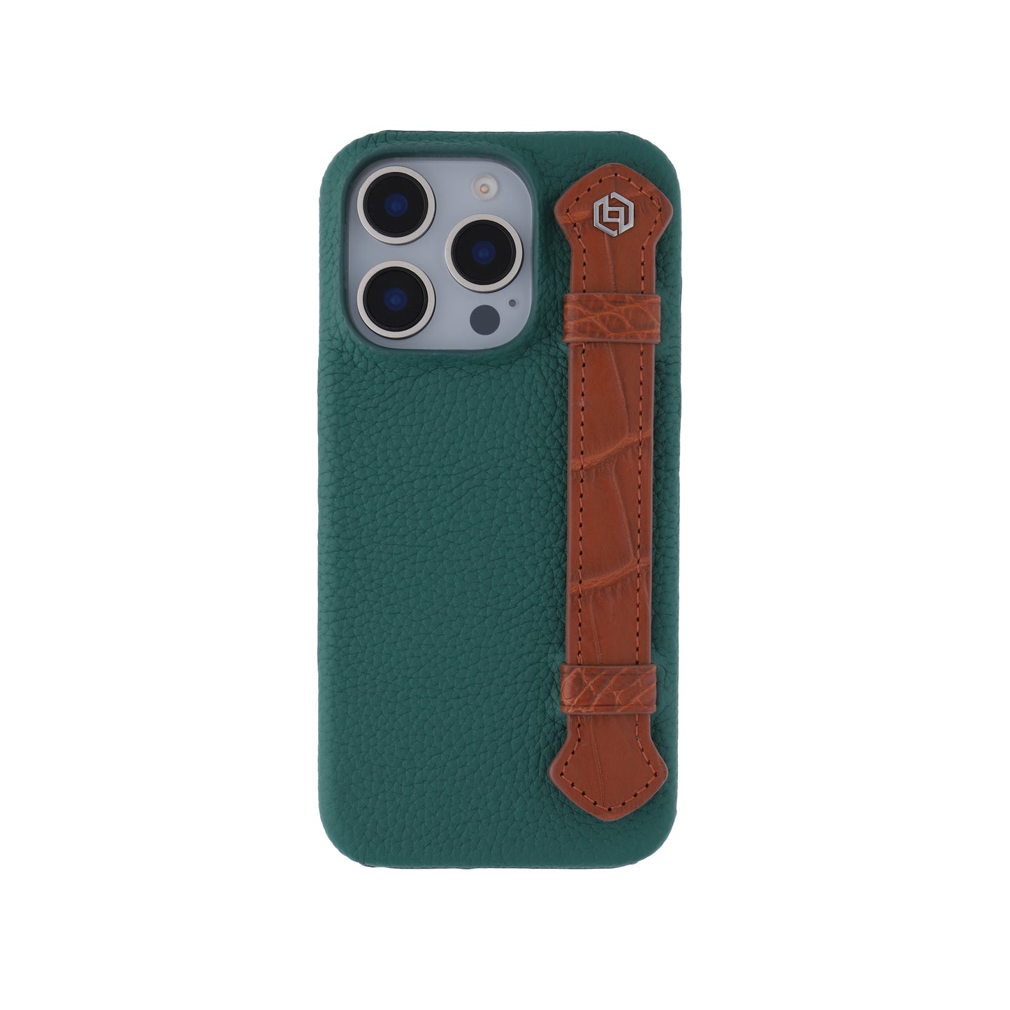 Green with crocodile side strap Brown - iPhone 16 pro
