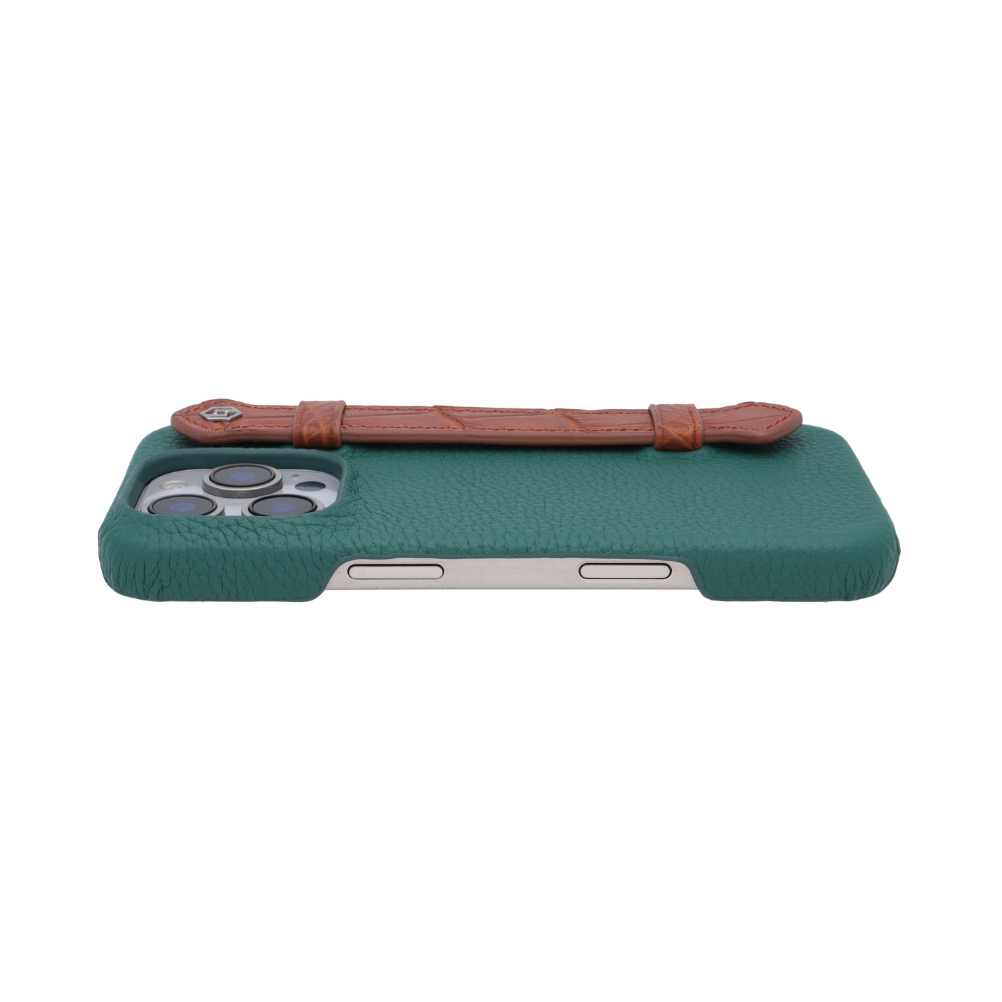 Green with crocodile side strap Brown - iPhone 16 pro