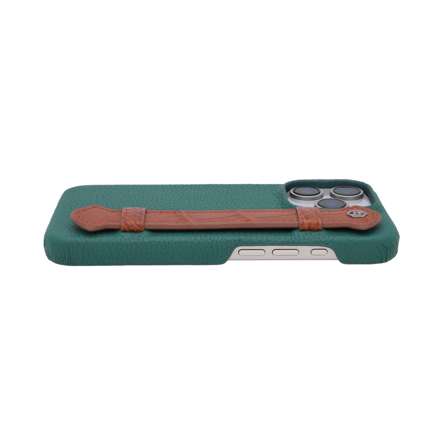 Green with crocodile side strap Brown - iPhone 16 pro