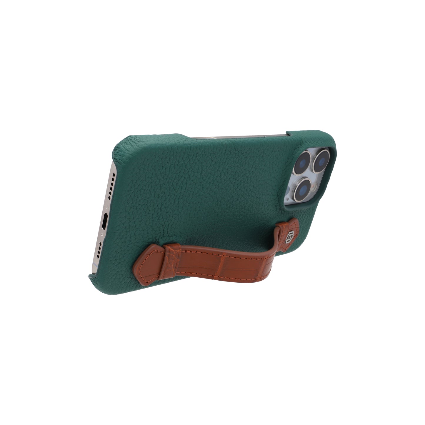 Green with crocodile side strap Brown - iPhone 16 pro