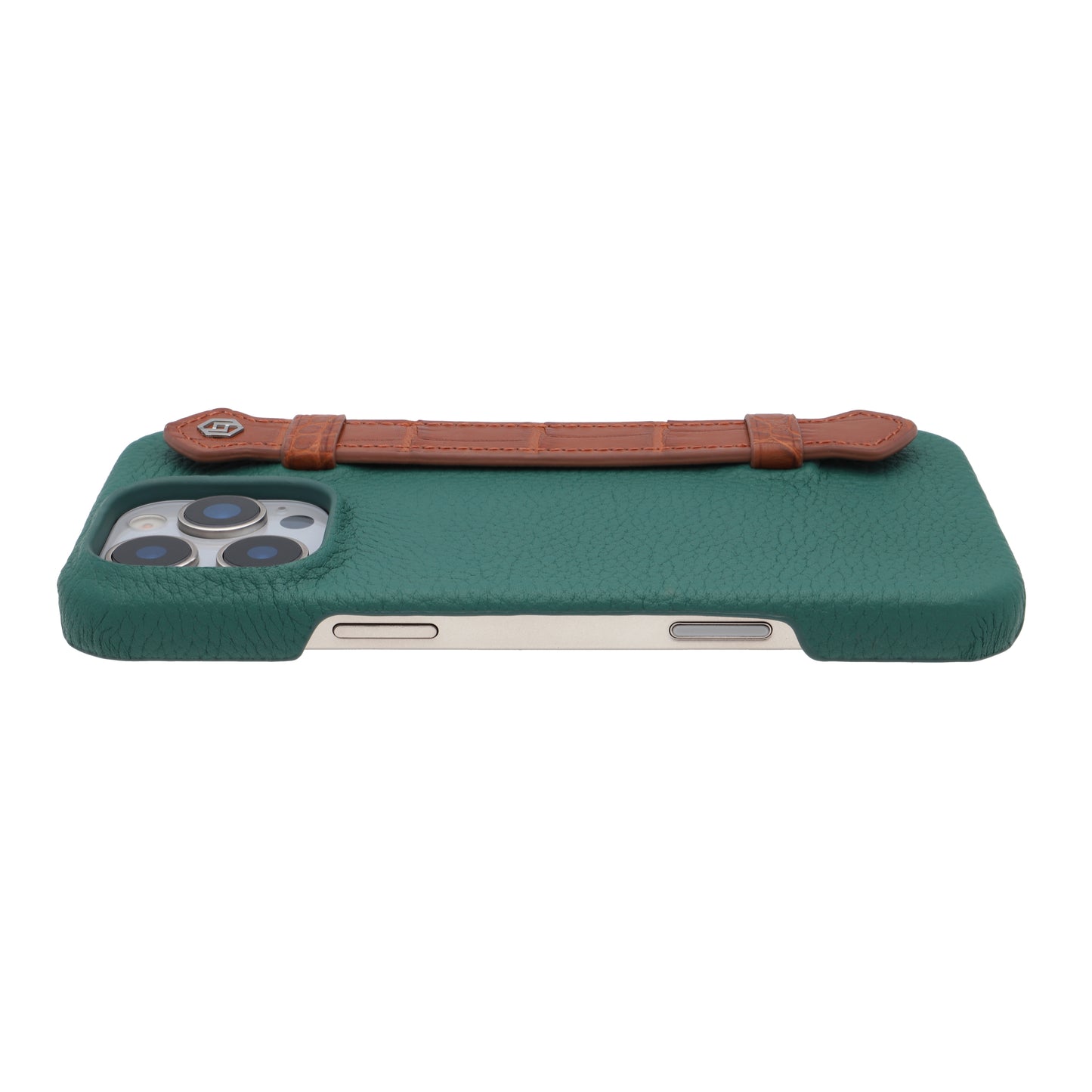Green with crocodile side strap Brown - iPhone 16 pro max