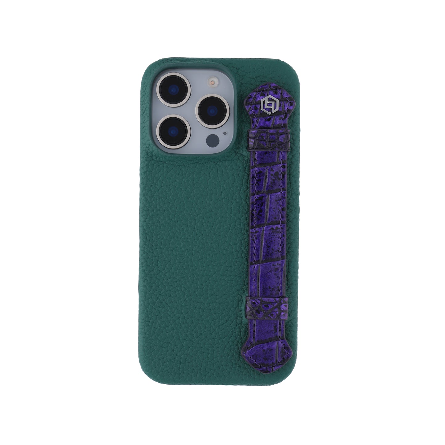Green with crocodile side strap Metallic Purple - iPhone 16 pro