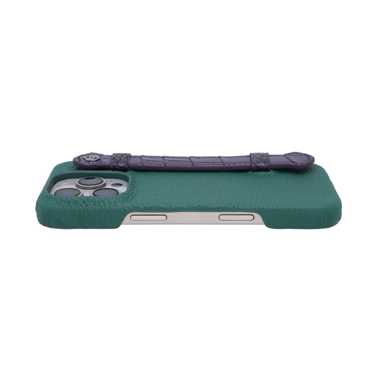 Green with crocodile side strap Metallic Purple - iPhone 16 pro