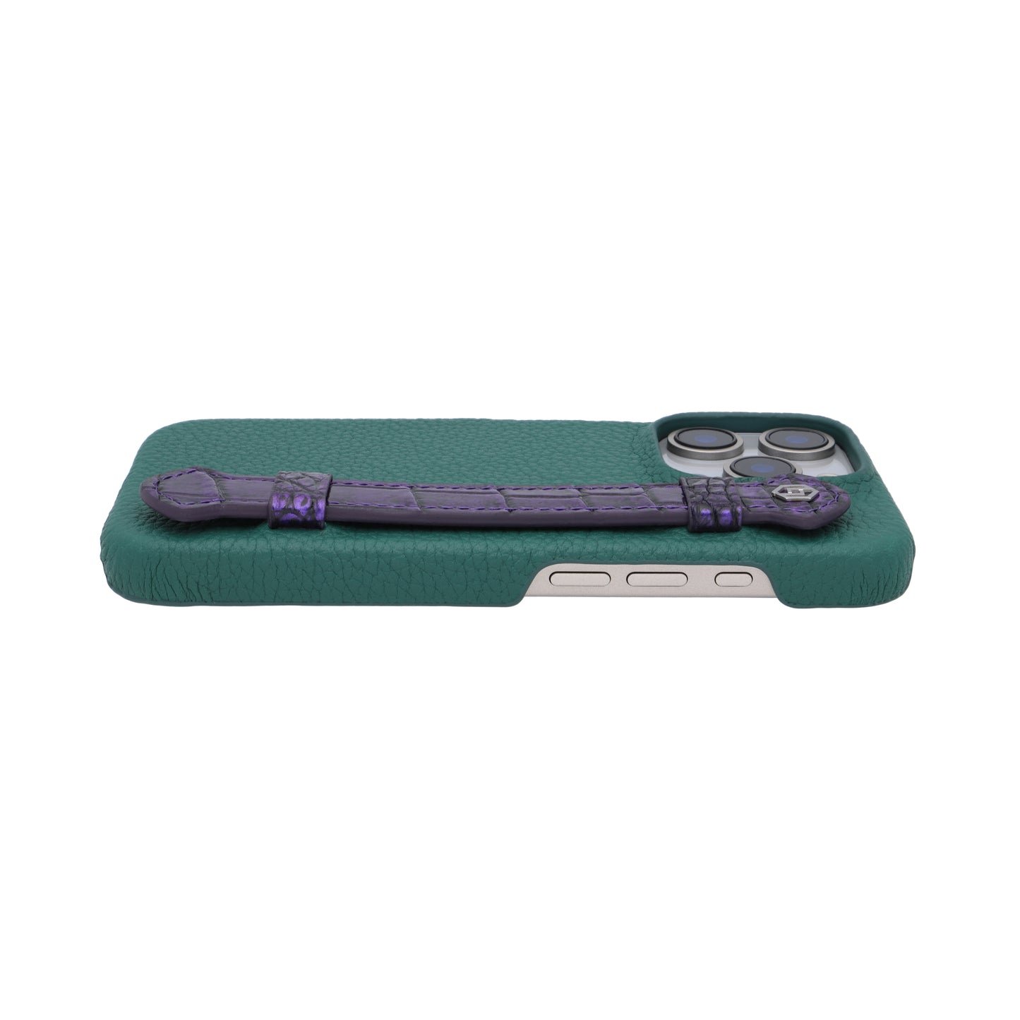 Green with crocodile side strap Metallic Purple - iPhone 16 pro