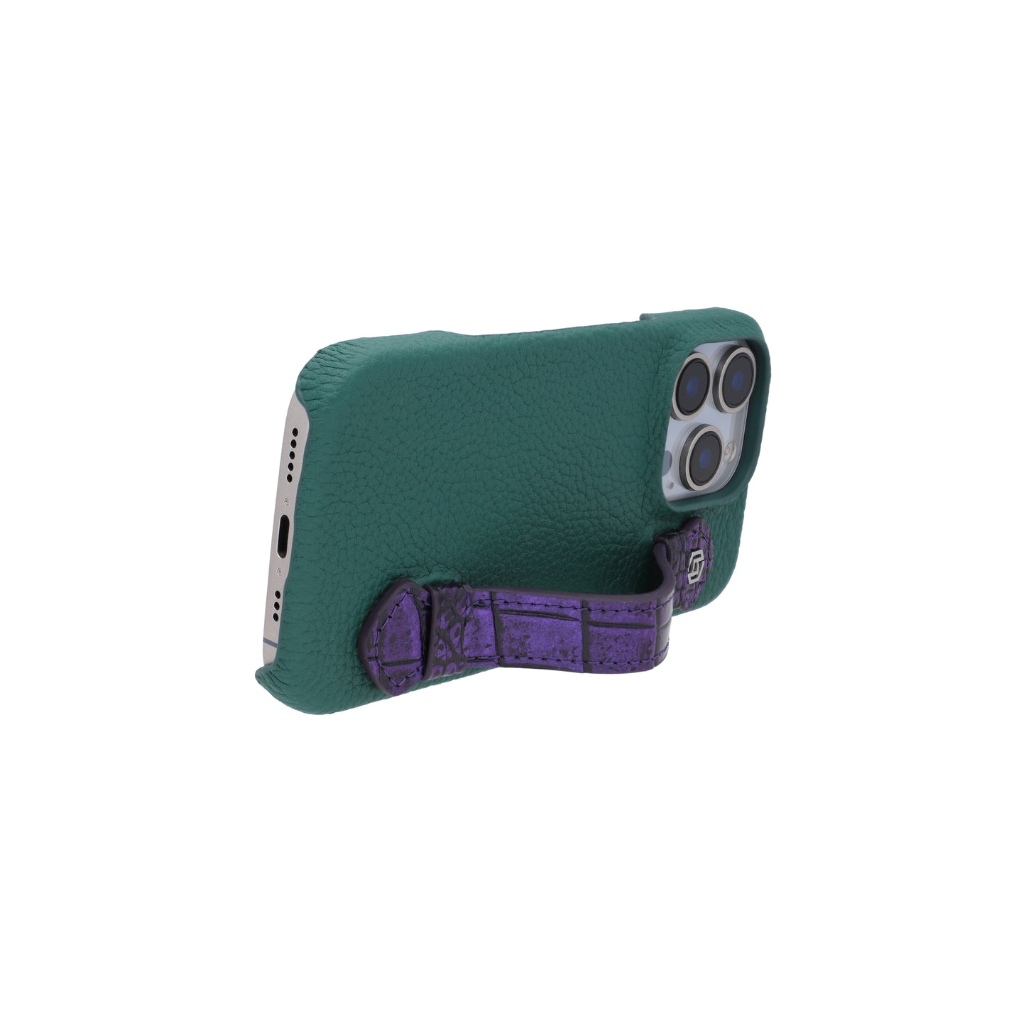 Green with crocodile side strap Metallic Purple - iPhone 16 pro