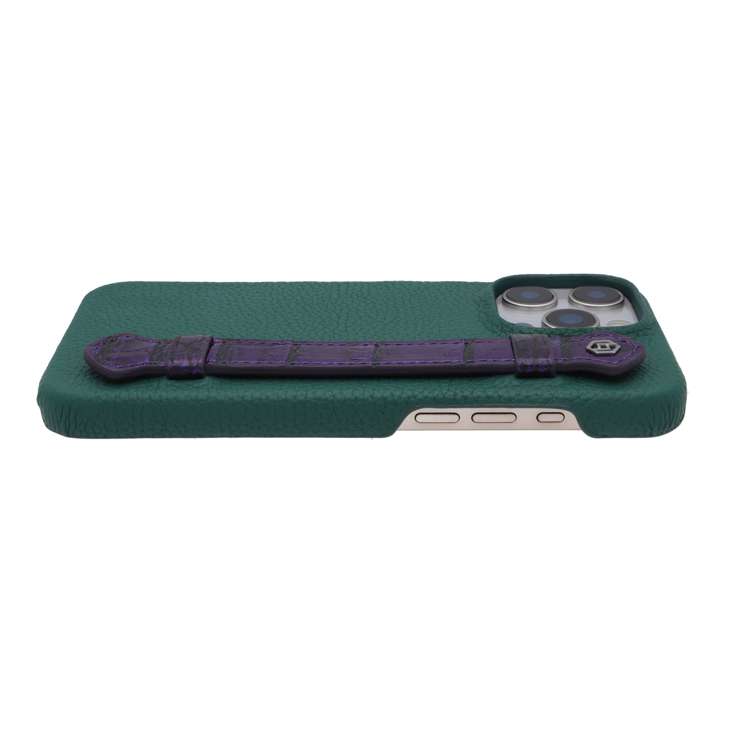 Green with crocodile side strap Metallic Purple - iPhone 16 pro max