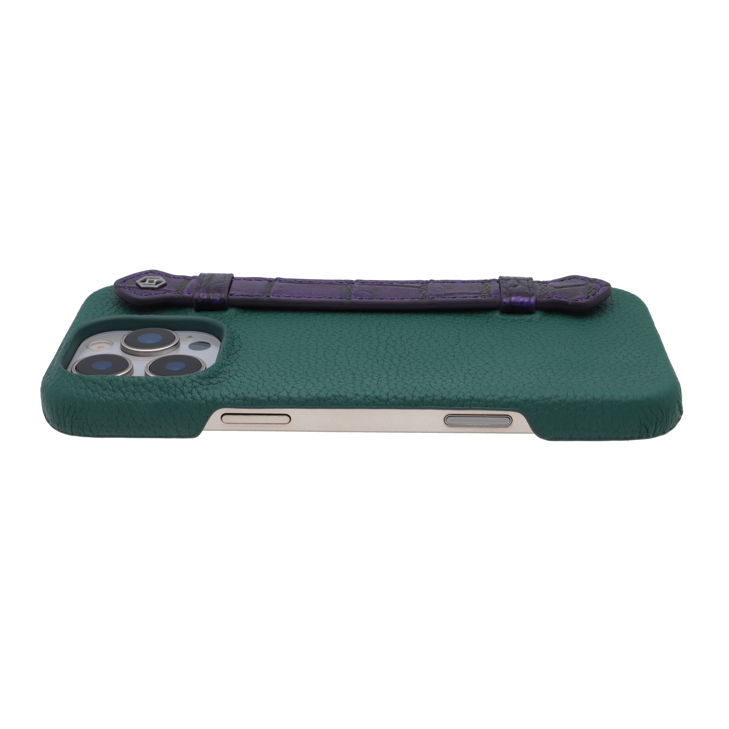 Green with crocodile side strap Metallic Purple - iPhone 16 pro max