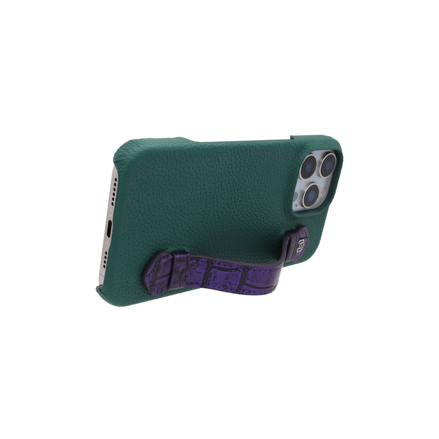 Green with crocodile side strap Metallic Purple - iPhone 16 pro max