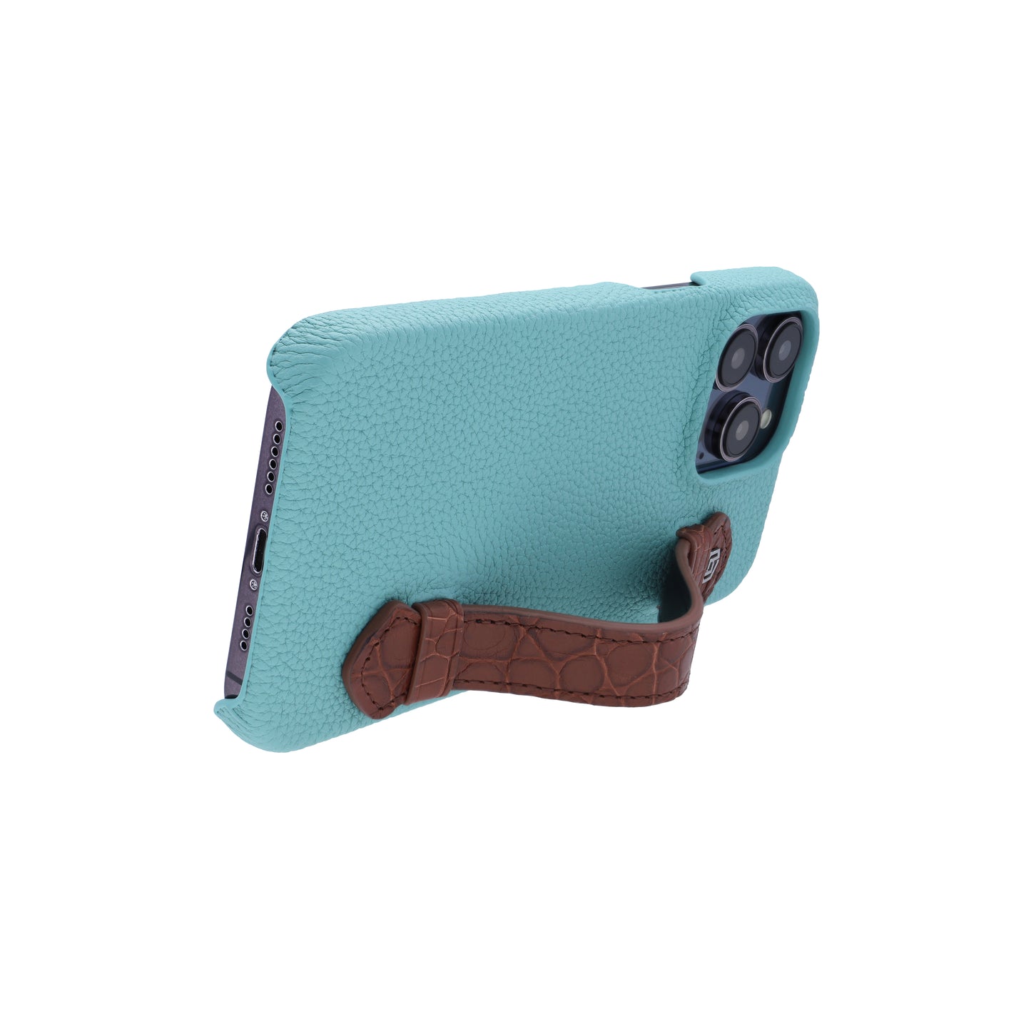 Macaron Blue with crocodile side strap Brown - iPhone 14 pro max