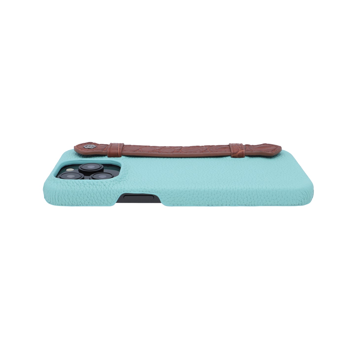 Macaron Blue with crocodile side strap Brown - iPhone 15 pro max