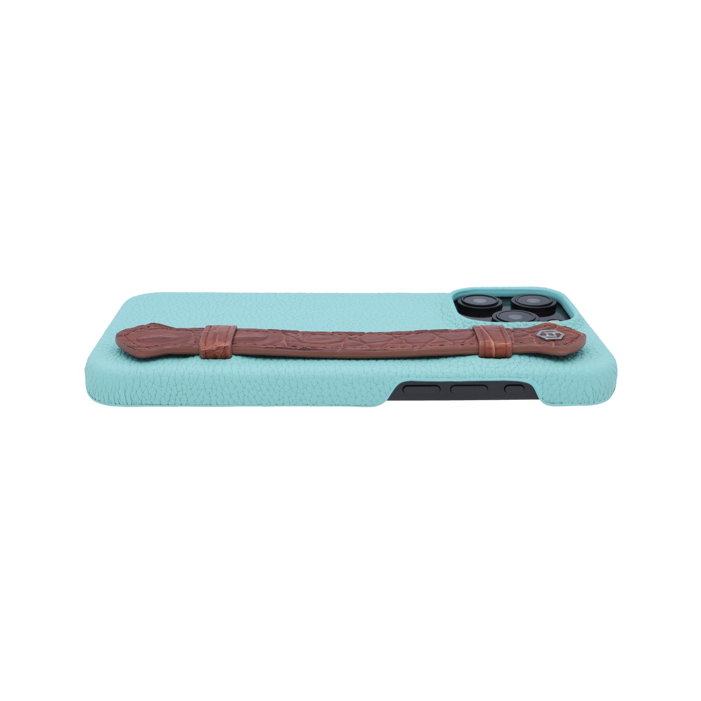 Macaron Blue with crocodile side strap Brown - iPhone 15 pro max