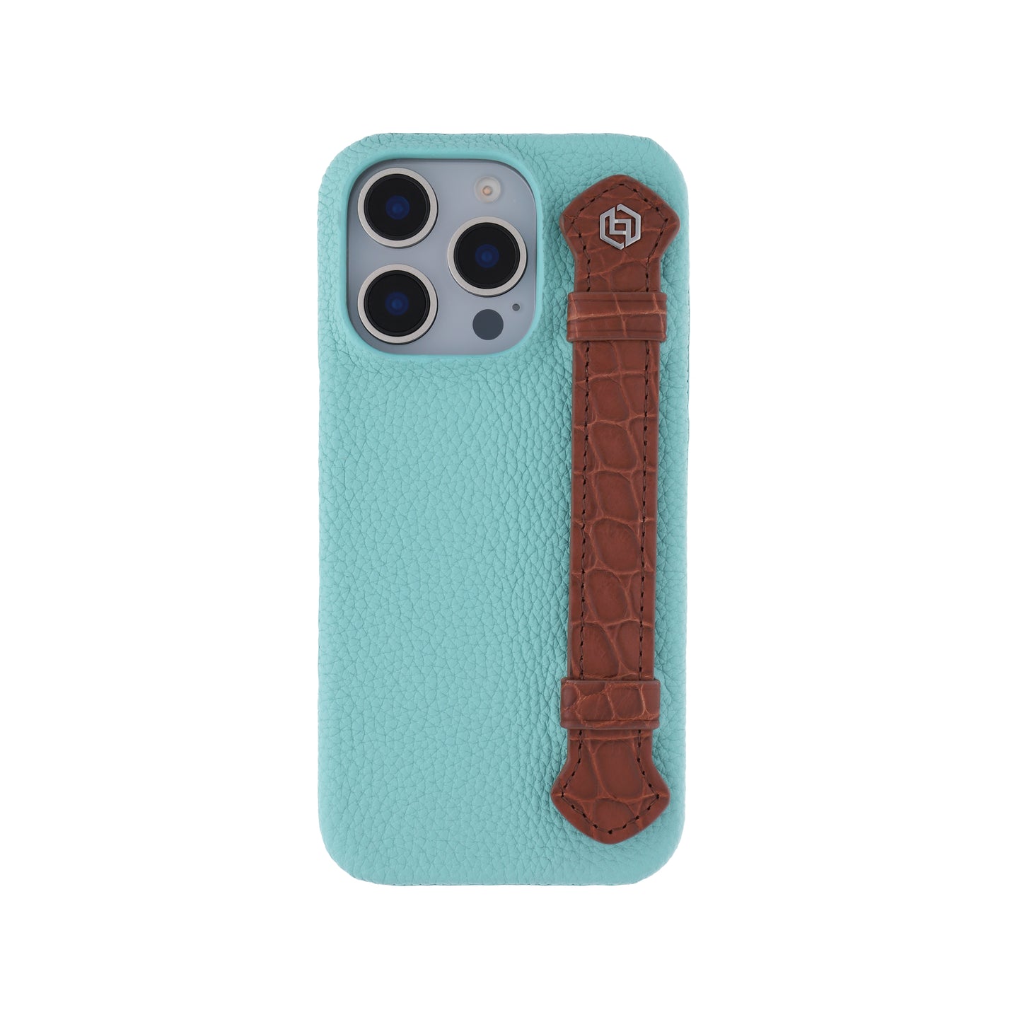 Macaron Blue with crocodile side strap Brown - iPhone 16 pro