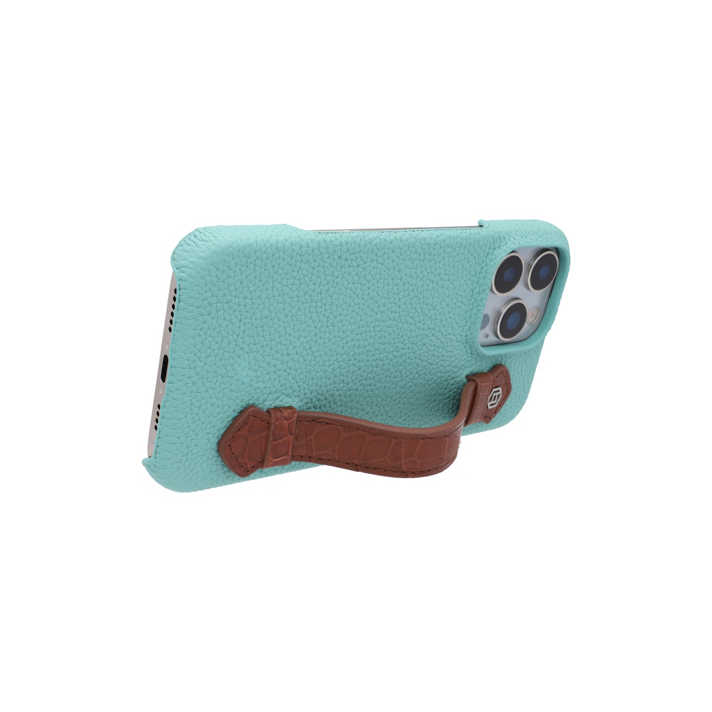 Macaron Blue with crocodile side strap Brown - iPhone 16 pro