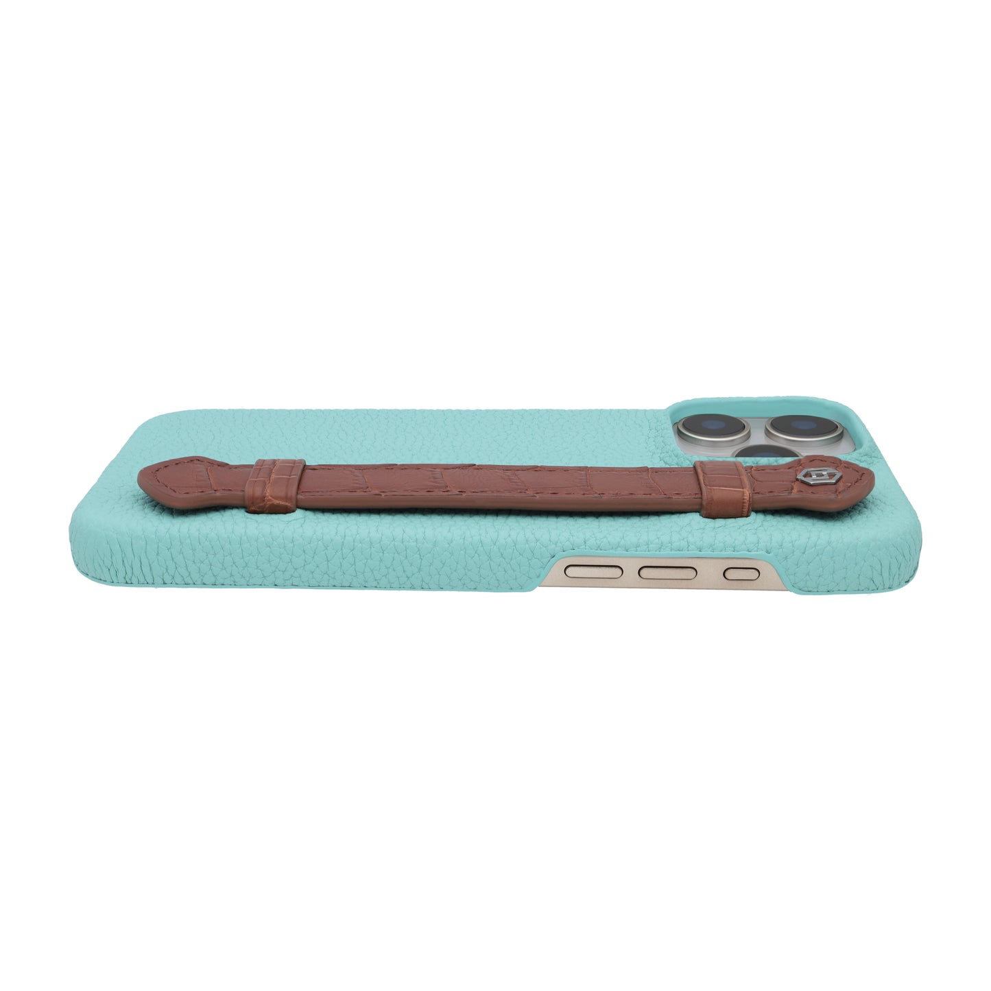 Macaron Blue with crocodile side strap Brown - iPhone 16 pro max