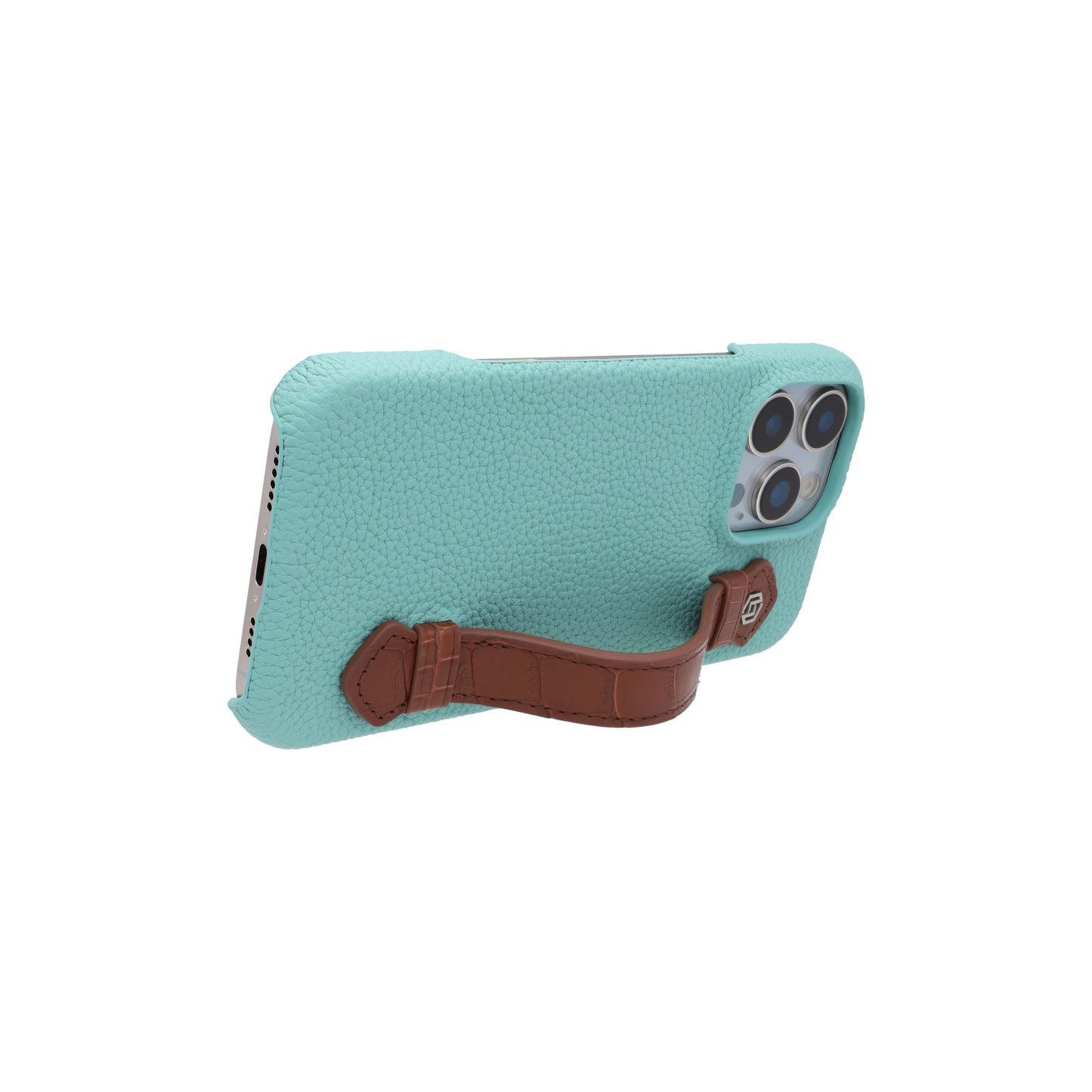 Macaron Blue with crocodile side strap Brown - iPhone 16 pro max