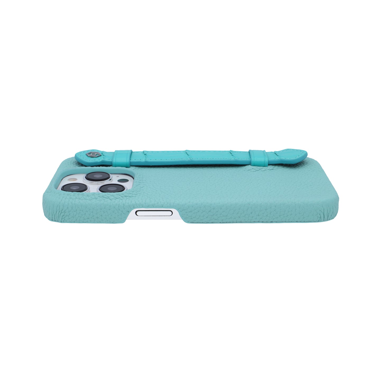 Macaron Blue with crocodile side strap Turquoise- iPhone 14 pro