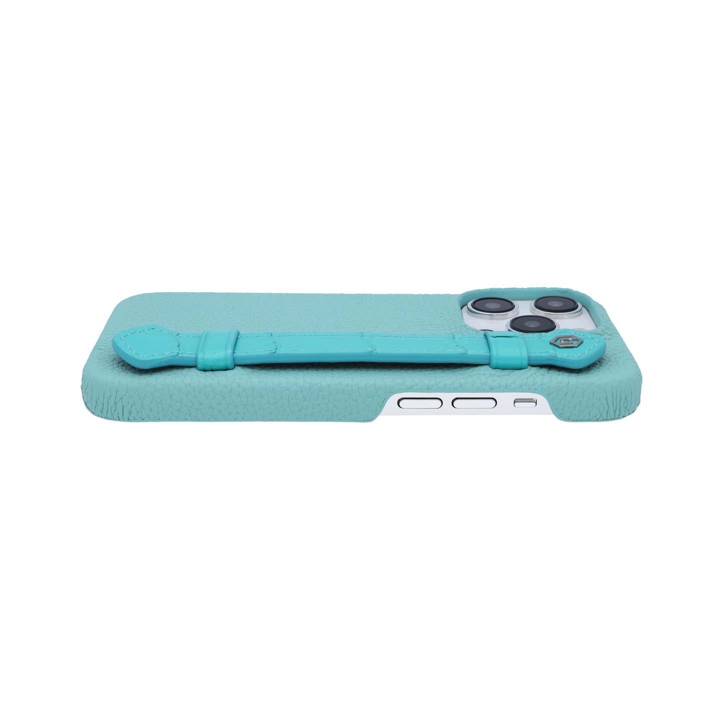 Macaron Blue with crocodile side strap Turquoise- iPhone 14 pro