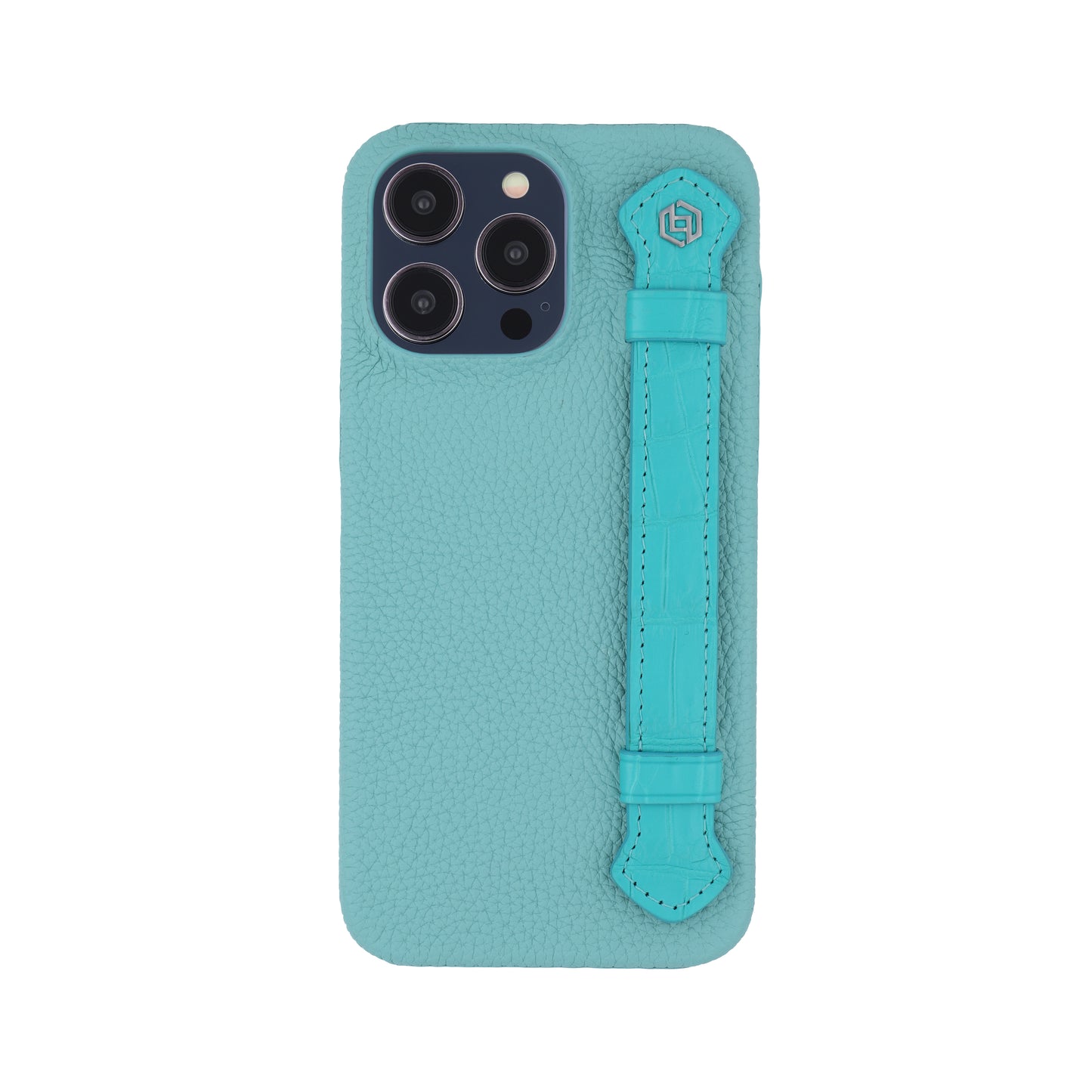 Macaron Blue with crocodile side strap Turquoise- iPhone 14 pro max