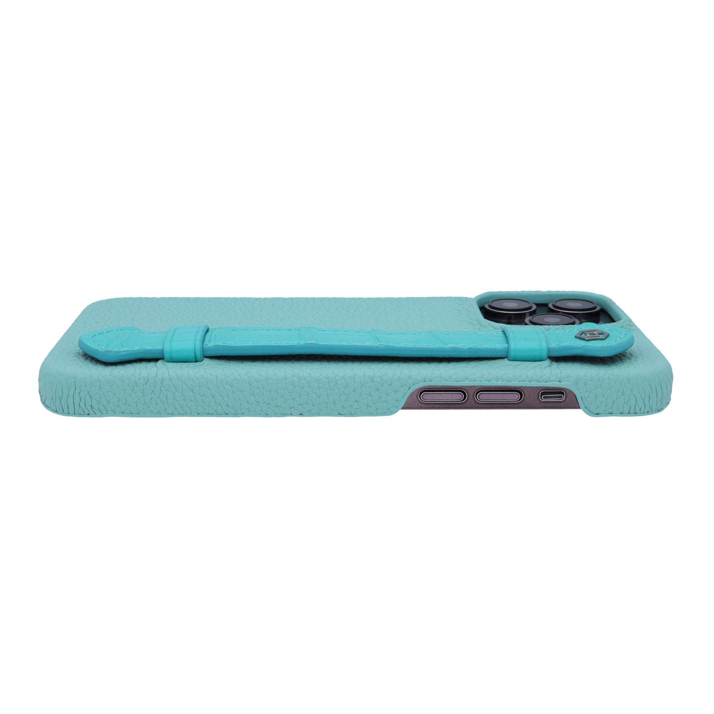 Macaron Blue with crocodile side strap Turquoise- iPhone 14 pro max
