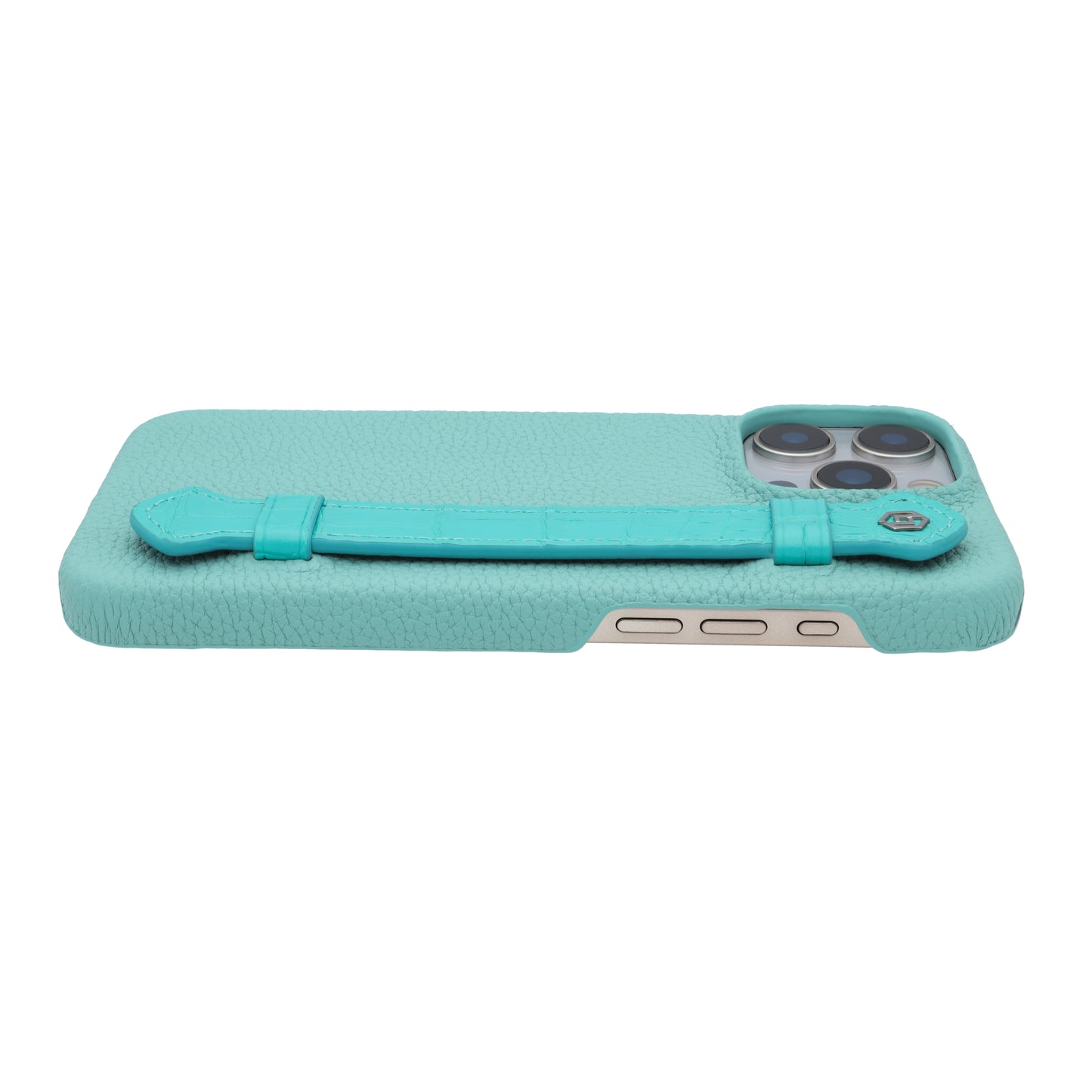 Macaron Blue with crocodile side strap Turquoise - iPhone 16 pro max