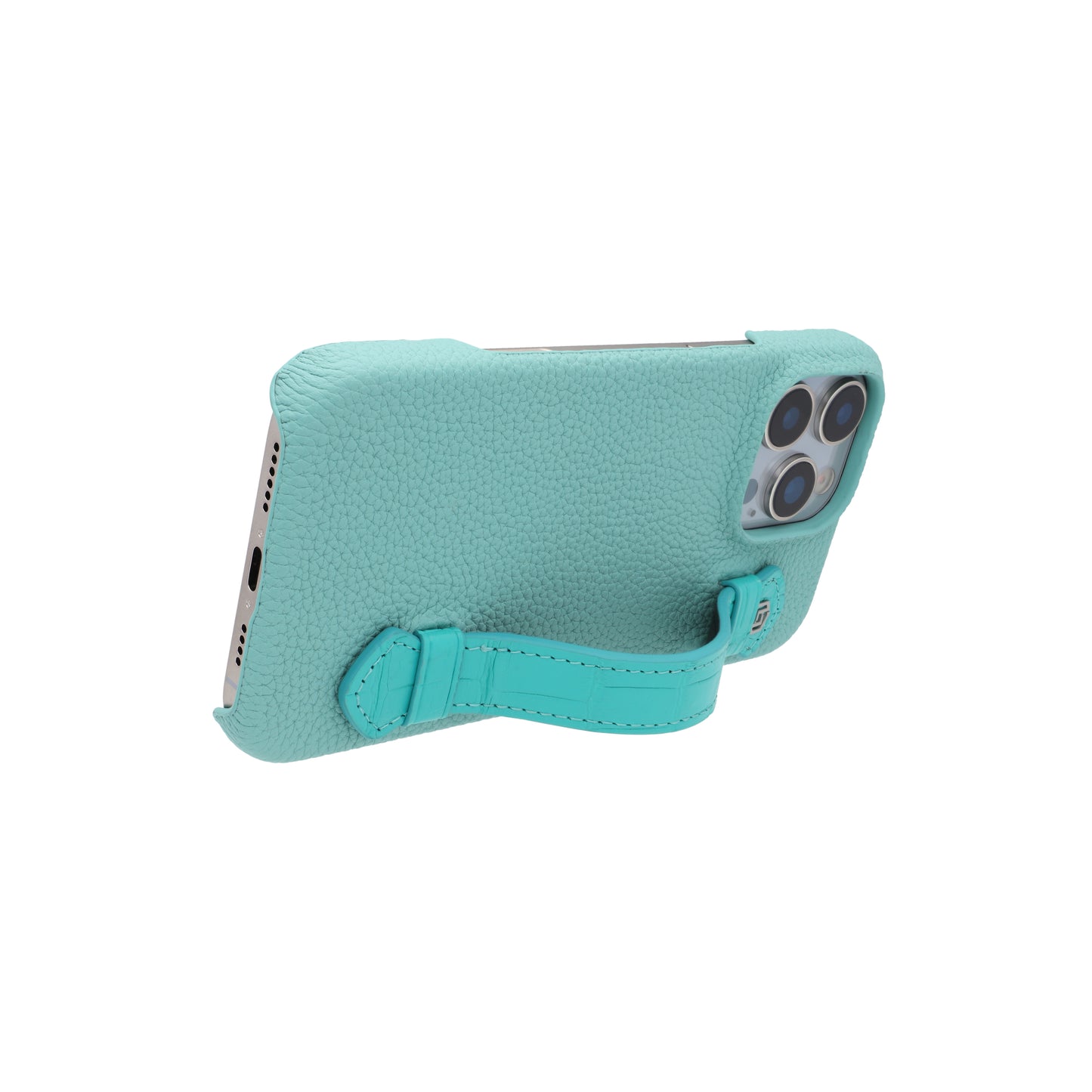 Macaron Blue with crocodile side strap Turquoise - iPhone 16 pro max