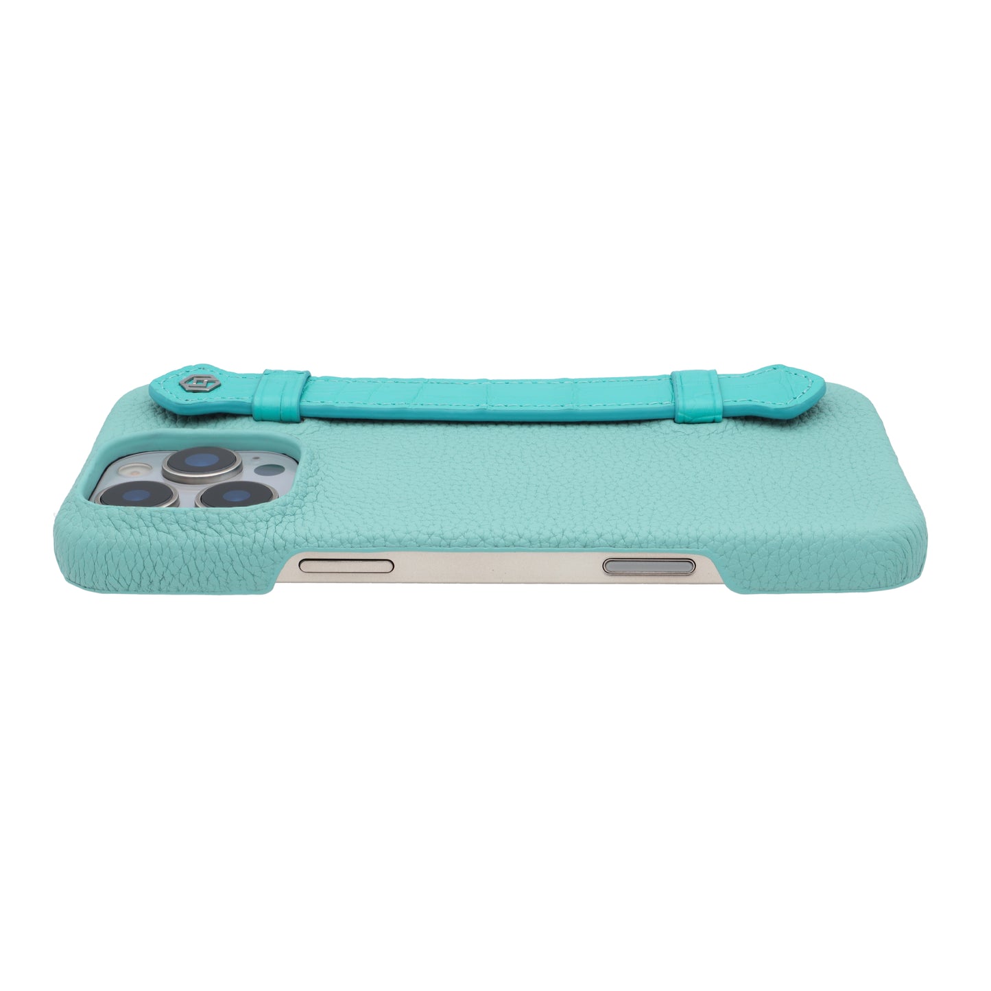 Macaron Blue with crocodile side strap Turquoise - iPhone 16 pro max