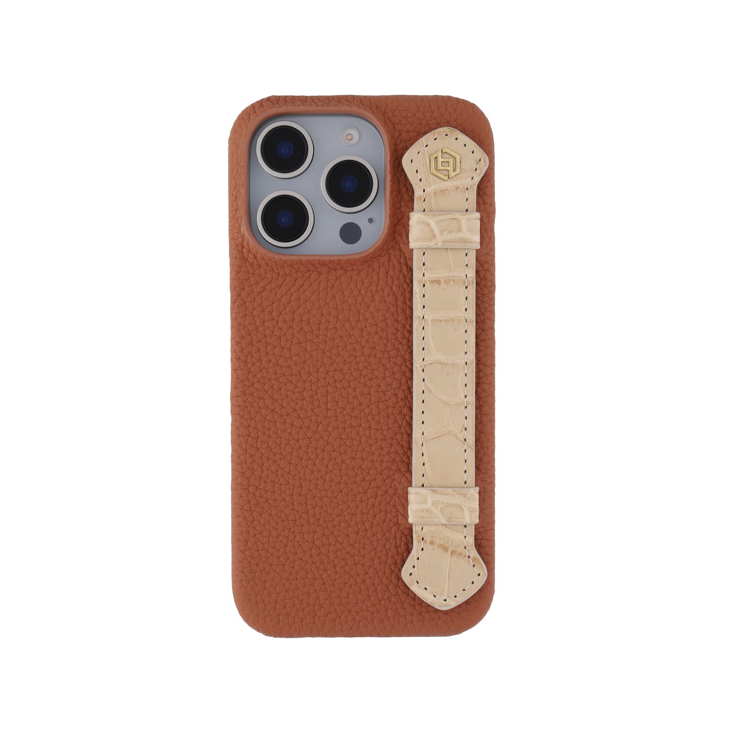 Tan with crocodile side strap Beige - iPhone 16 pro