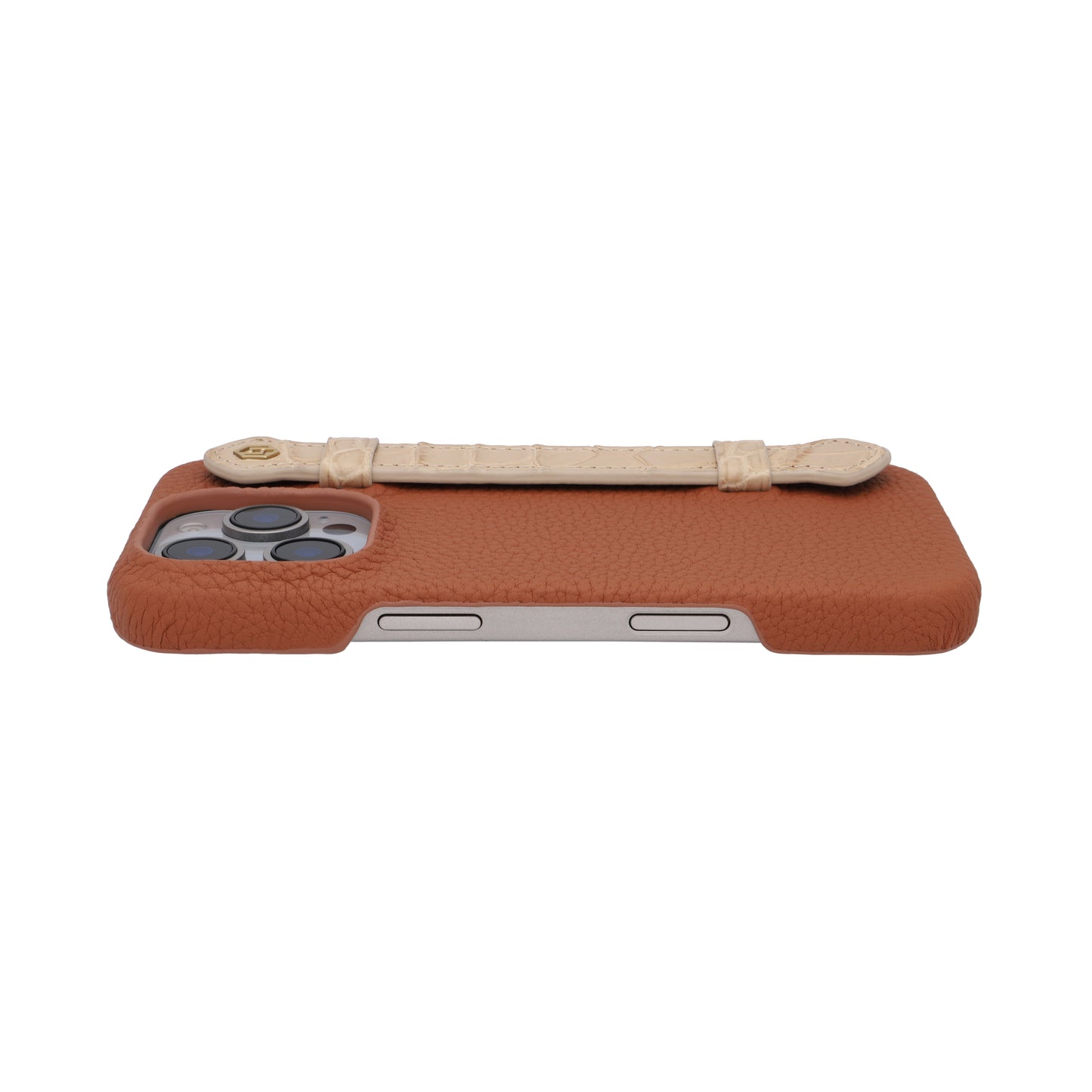 Tan with crocodile side strap Beige - iPhone 16 pro