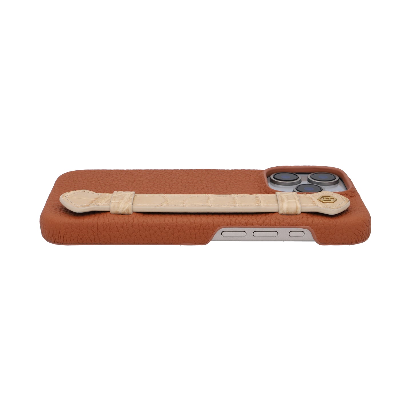 Tan with crocodile side strap Beige - iPhone 16 pro