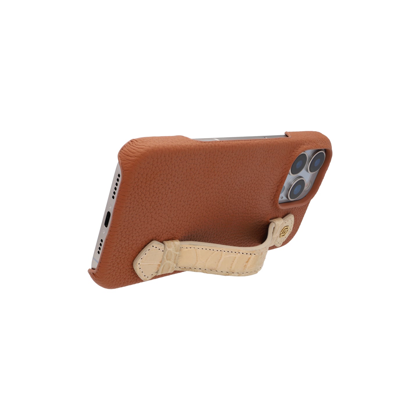 Tan with crocodile side strap Beige - iPhone 16 pro