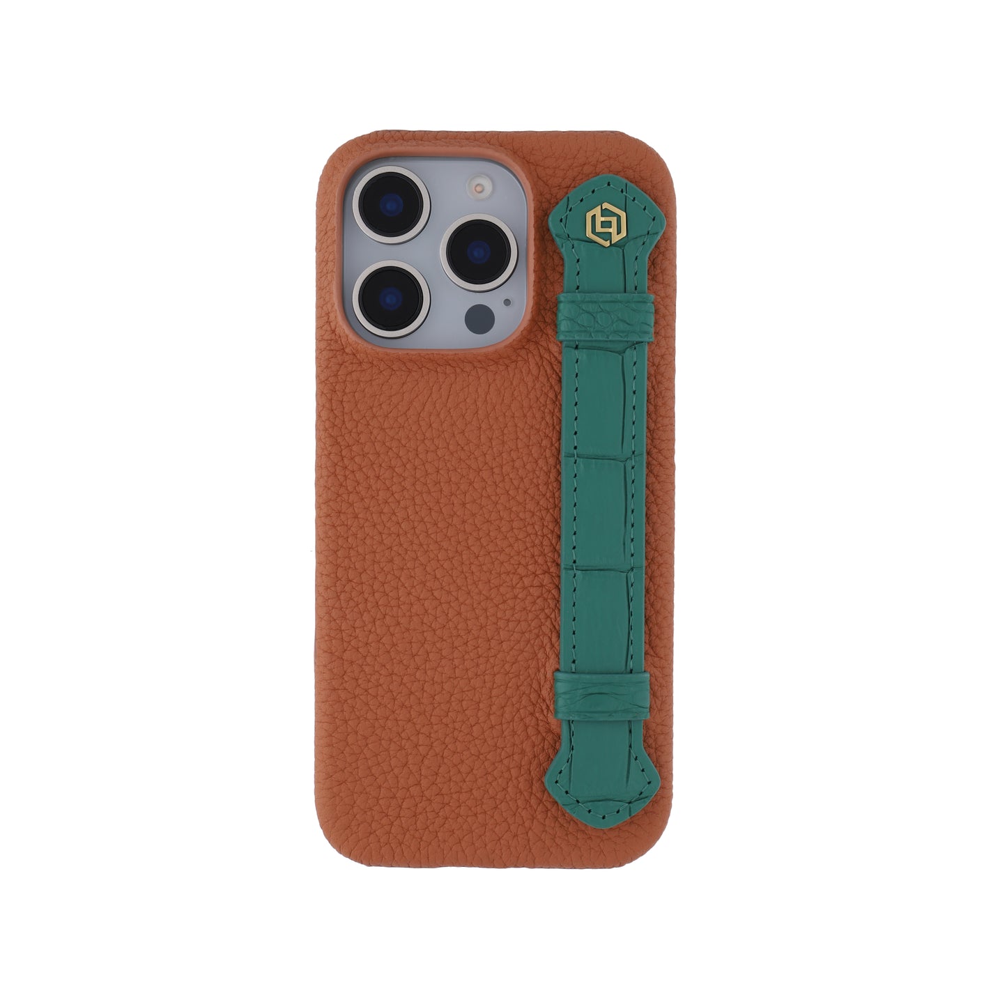 Tan with crocodile side strap Green - iPhone 16 pro